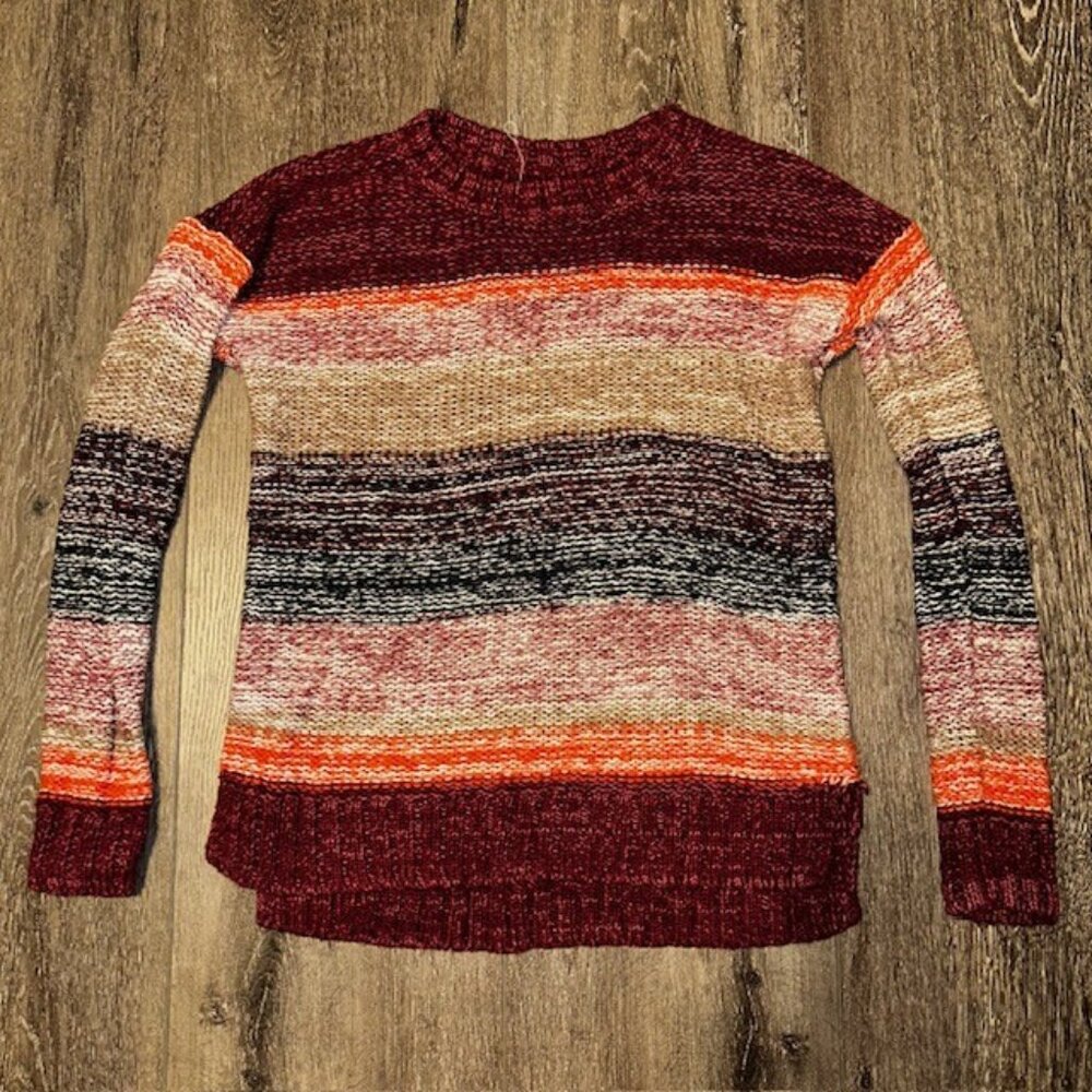 Hollister Knit Sweater Women's S Red Striped Cropped Preppy Excellent Condition